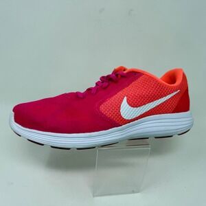 Nike Revolution 3 Womens 9 1/2 Running Shoes Pink Orange Mesh Sneaker 819303-602